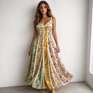 Christian Lacroix Linen Blend Embroidered Midi Summer Dress 8